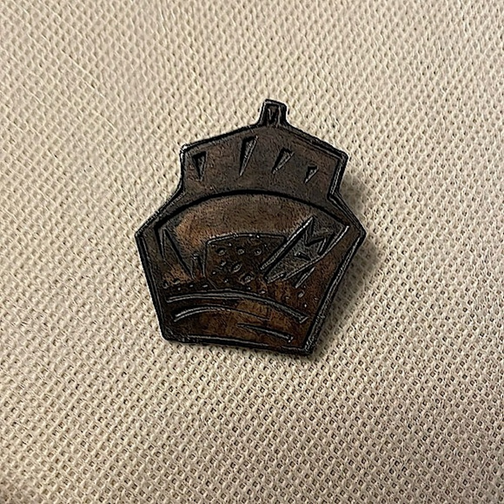 Puppy in doghouse brooch or necklace, signed by artist, Drumm